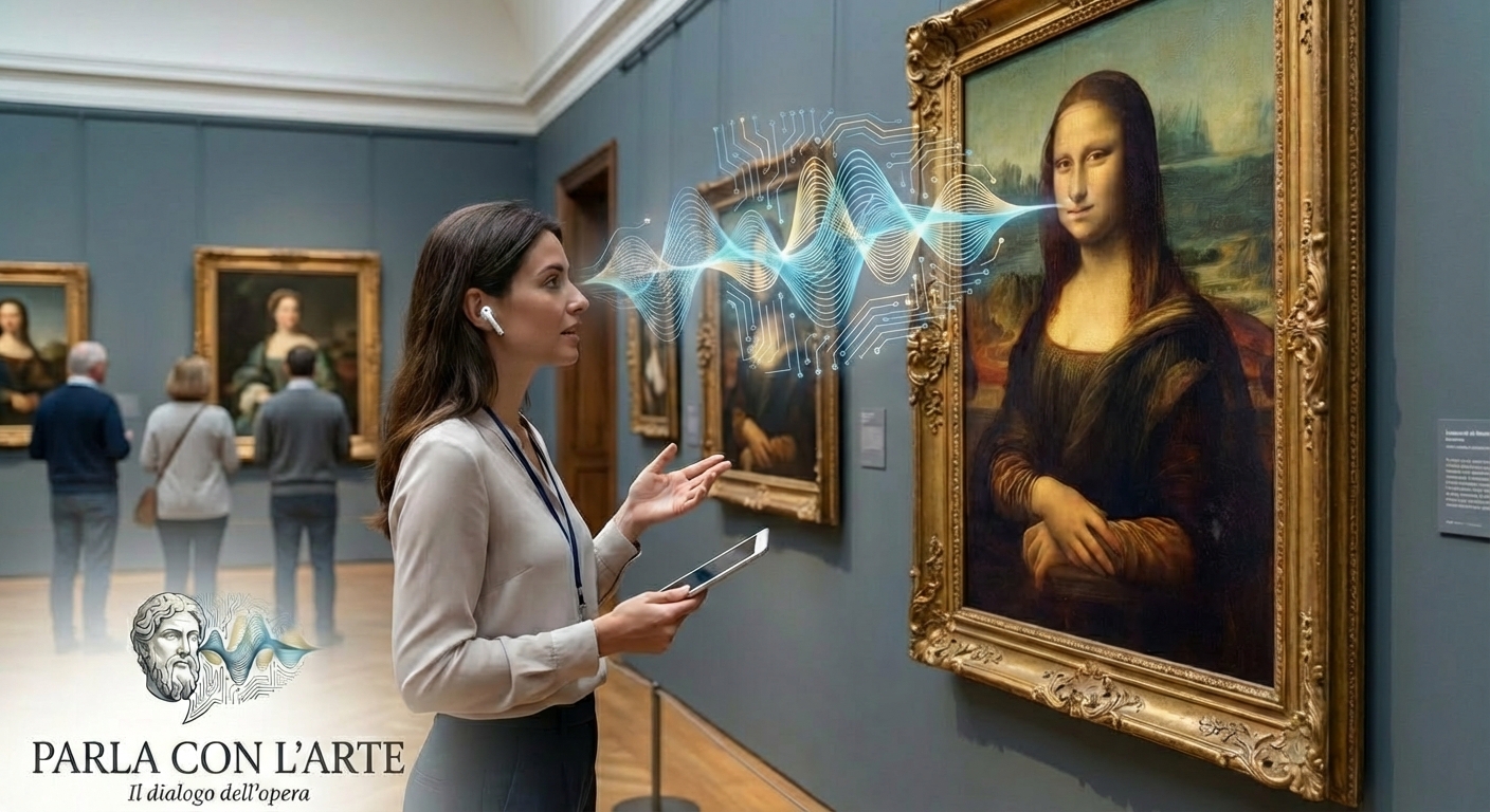 Visitatore che interagisce con un'opera